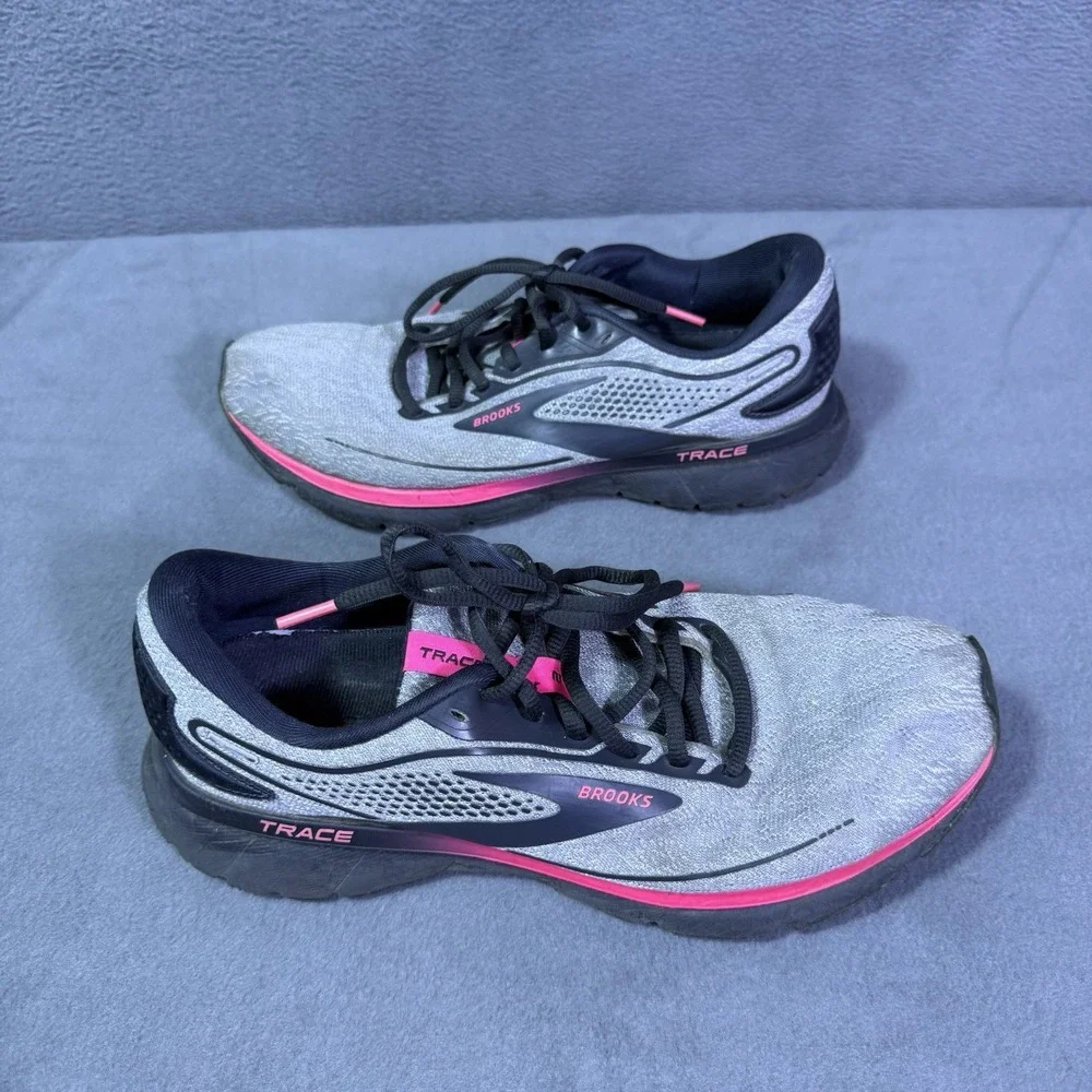 Brooks Trace 2 Shoes Womens 9.5 B Gray Black Pink Running Sneakers 120375